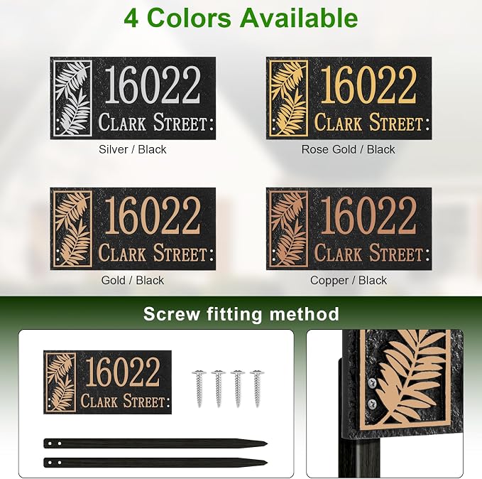 Custom House Address Sign, House Number Plaque Sign for Lawn,Yard,Ground,Driveway,Garden with 2 Stakes,Style 5