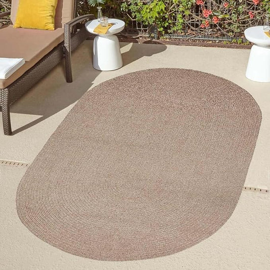 Superior Indoor/Outdoor Area Rug, Reversible Braided Floor Decor for Living Room, Kitchen, Patio, Front Porch, Modern Boho Farmhouse Rugs, Hardwood, Bedroom Accessories, 3' x 5', Latte