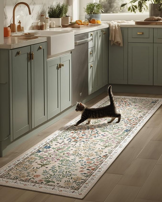 Washable Kitchen Rug Runners for Hallways: 2'x6' Bedroom Rug Non Slip Low-Pile Stain Resistant Indoor Floor Carpet Runner for Indoor Entryway Hallway Laundry Room Beside Farmhouse