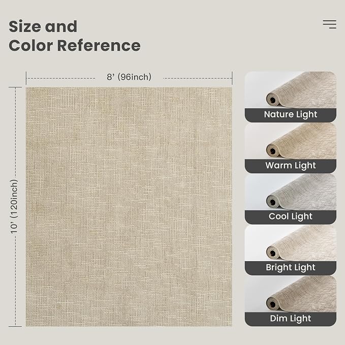 Valenrug 8x10 Area Rugs for Living Room, High-Low Pile Washable Rug, Beige | Soft Fluffy Textured Design Non Slip & Lighweight, Folable, Stain Resistant Floor Carpet Rug for Bedroom, Dining Room, Office