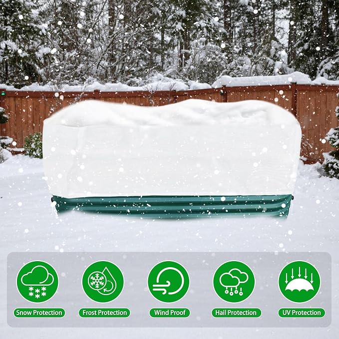 Frost Cloth Plant Freeze Protection, 4.6x2.3 FT Raised Bed Cover for Winter | Rectangular Plant Covers Freeze Protection with Insulated Liner, Frost Cloth Blanket for Outdoor Plants Raised Garden Beds