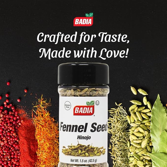 Badia Fennel Seed Whole, 1.5 oz - Whole Seeds, Mild Sweet Flavor, Gluten Free, Kosher