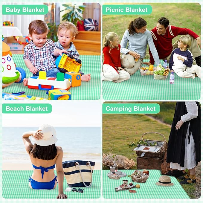 4 Pcs Disposable Outdoor Picnic Blankets 70.9''x70.9'' Portable Pocket Blanket Foldable Waterproof Picnic Mats Sandproof Beach Blanket with Ground Spikes for Beach Travel Hiking Camping