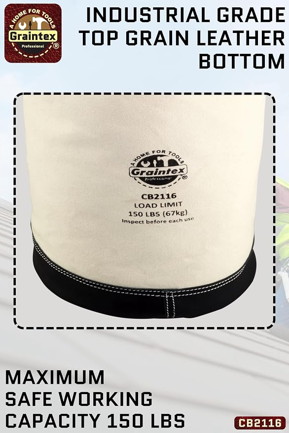Graintex CB2116 Utility Canvas Bucket Leather Bottom