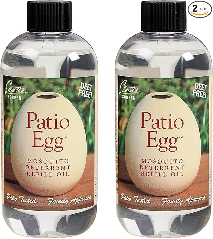 Skeeter Screen 90602 Patio Egg Refill Oil – 8 Fl Oz (2 Pack) – Essential Oil Blend with Geraniol & Lemongrass – Mosquito Deterrent Patio Egg Refill – DEET-Free, Long-Lasting, Natural Scent