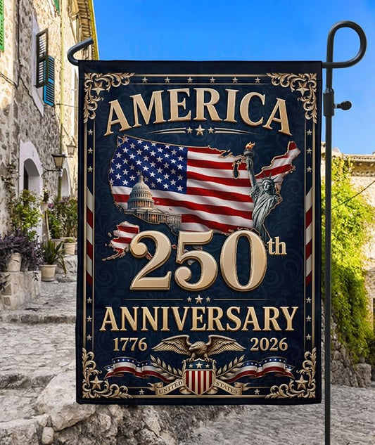 250th Anniversary Usa Commemorative Flags, 250 Years Of Freedom Flag, American 250th Anniversary Patriotic Design, 1776-2026 Commemorative Banner, Garden Flags For Outside, Front And Back Print 4 (12x18 Inch)