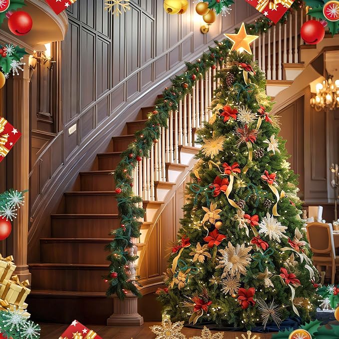 60 Pcs 20 Inches Christmas Garland Ties Christmas Decorative Twist Ties Reusable and Flexible Banister Ties Garland Ties for Garland, Banister Home Decoration