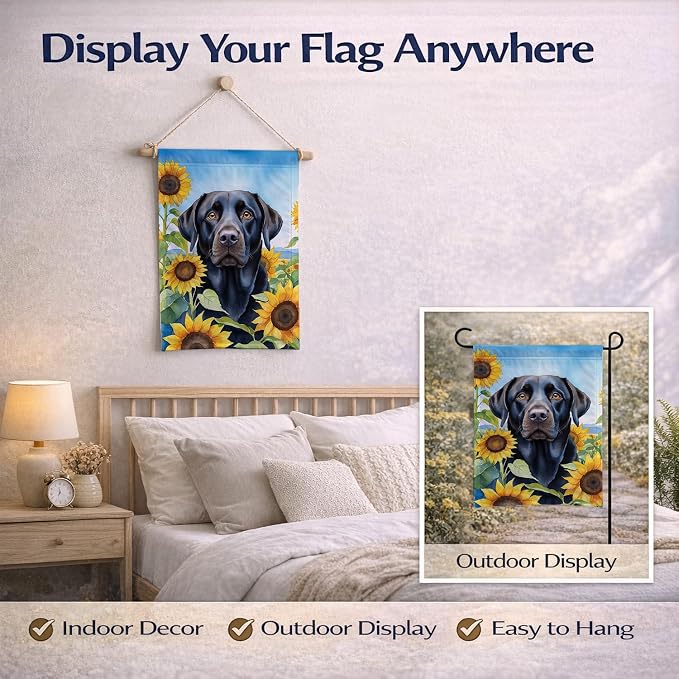 Caroline's Treasures DAC6109GF Labrador Retriever in Sunflowers Garden Flag Mailbox Flag Decorative Yard Flag Banner Outside Patio Artwork Yard Flower Beds, Garden Size, Multicolor