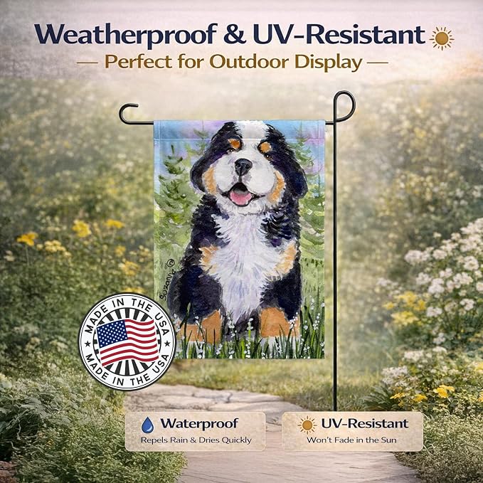 Caroline's Treasures SS8750GF Bernese Mountain Dog Garden Flag Mailbox Flag Decorative Yard Flag Banner Outside Patio Artwork Yard Flower Beds, Garden Size, Multicolor