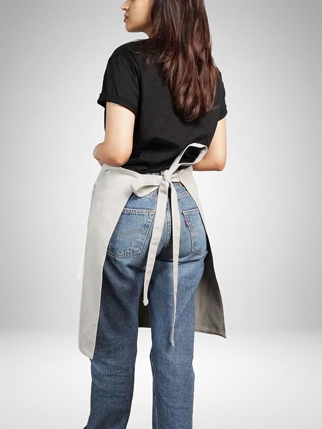 100% Cotton Kitchen Apron with 2 Pockets – Adjustable Chef Apron for Cooking Baking BBQ – Unisex Apron