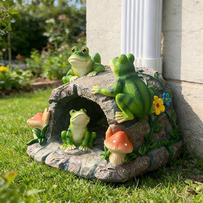 Gutter Downspout Extension Decorative Statue, Frog Statues 3”×4” Gutter Downspout Splash Block Extender, Outdoor Patio Lawn Ornaments, Animals Statue Decorative for Gutter Downspout Guardian Rain