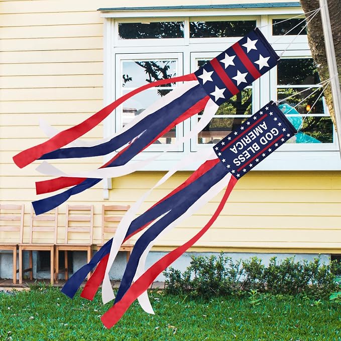 62 Inch Windsock Flag,4th of July Decorations Patriotic Windsock for Patriotic Events Memorial Day Flag Independence Veterans Labor Armed Forces Decor Hanging Decor for Yard Indoor Outdoor