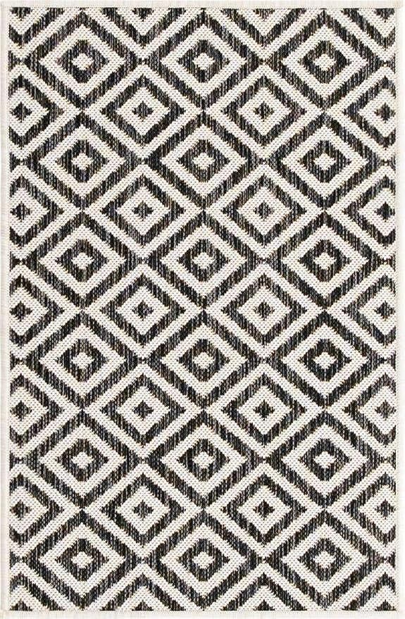 Unique Loom Jill Zarin Outdoor Collection Area Rug - Costa Rica (2' 2" x 3' 1" Rectangle, Charcoal Gray/ Ivory)