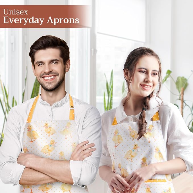 Maison d' Hermine Aprons for women with Pocket 100% Cotton (27.50"x31.50") | Adjustable Neck Strap & long ties Apron Men Chef Wedding Cooking Gardening Server Maid