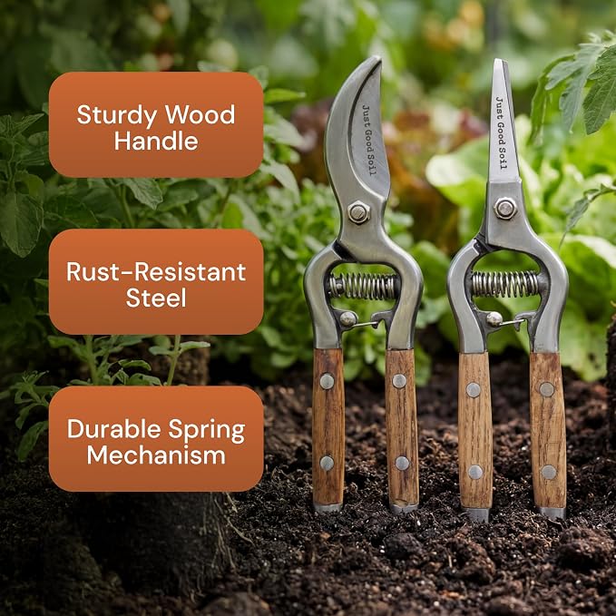 Garden Pruning Kit – Bypass Pruner and Precision Snips Set for Gardening, Plant Care, Indoor & Outdoor Plants, Rose Pruning, Garden Shears, Plant Trimming, and Floral Scissors