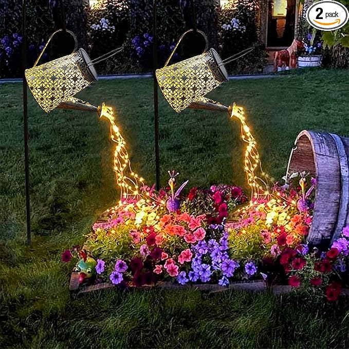 VOOKRY Solar Watering Can Lights, 2 Pack Retro Large Hanging Solar Lights Outdoor Decorative Waterproof Garden Decor for Outside Patio Yard Porch Lawn, Gifts for Mom Women Grandma Birthday