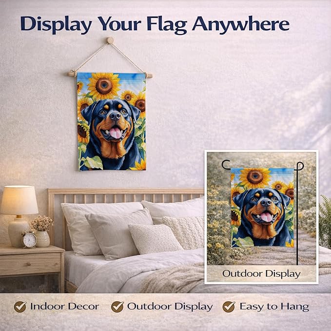 Caroline's Treasures DAC6150GF Rottweiler in Sunflowers Garden Flag Mailbox Flag Decorative Yard Flag Banner Outside Patio Artwork Yard Flower Beds, Garden Size, Multicolor