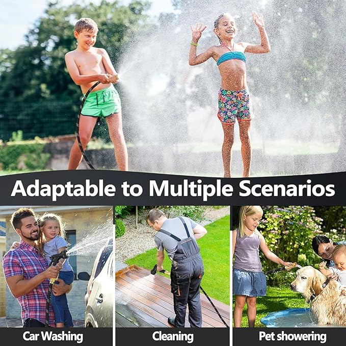 75 FT Non-Expandable Garden Hose, Lightweight Hose with 10 Function Spray Nozzle, Kink-Free Flexible Water Hose, Leak-Proof, 3/4'' Solid Connectors Garden Hose,Ultra Durable Garden Hoses