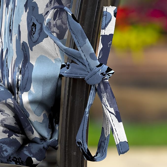 Arden Patio Dining Outdoor Chair Cushions, 20x44, Rain-Proof Seat Pad, Fade-Resistant Outdoor Cushion Blue Garden Floral