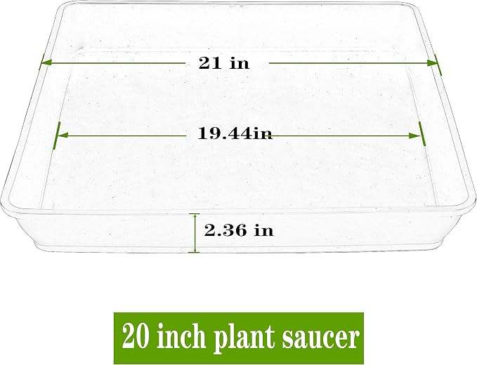 LWALRS 3 Pack Square Plant Saucer 20 22 Inch, Heavy Plastic Water Tray Tor Plants, Planters for Indoors and Outdoors Plants, Deep Plant Trays for Pots, Extra Large Plant Saucers (20 inch, White)