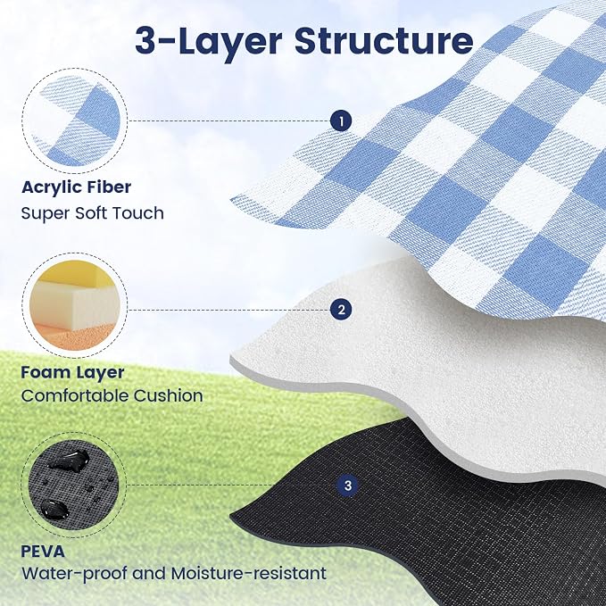 sapsisel 80”x60” Picnic Blanket Extra Large, Waterproof Picnic Blanket Beach Blanket