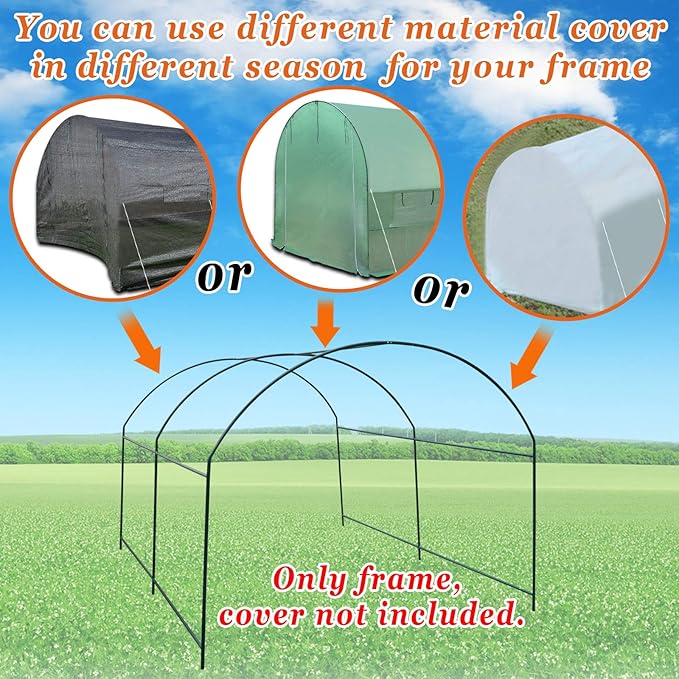 Greenhouse Replacement Frame for 10'X7'X6' Larger Hot Garden House , Support Arch Frame Climbing Plants/Flowers/Vegetables (10'X7'X6')