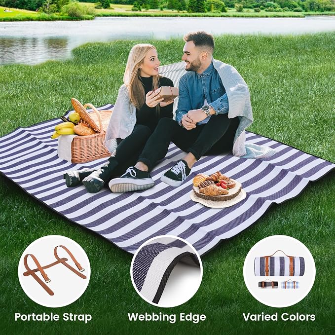 sapsisel 80”x60” Picnic Blanket Extra Large, Waterproof Picnic Blanket Beach Blanket