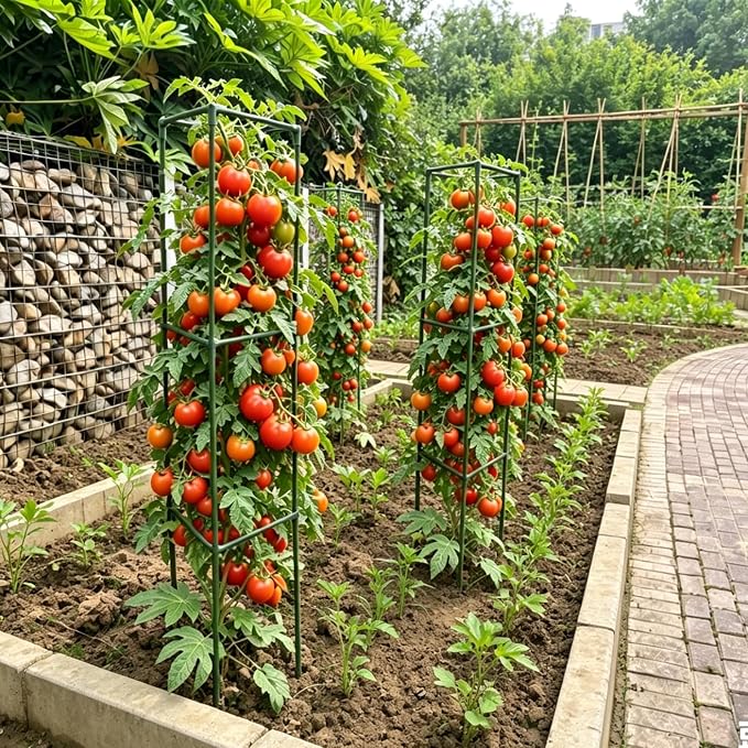 Tomato Cages for Garden,2 Pack 50in Tall Tomato Plant Support Stakes Adjustable Heavy Duty Steel Plant Tower Stakes, Updated Cucumber Trellis Garden Cages for Climbing Plants Vegetable Flowers