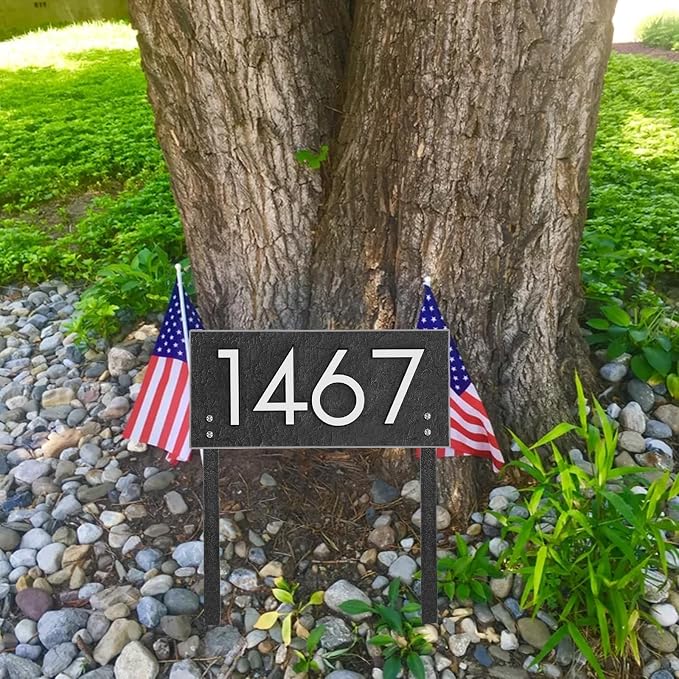 Personalized Address Sign LAWN MOUNTED - House Number Sign,Address Plaque,House Address Numbers for Outside House Lawn Insert,Yard,Ground,Garden,Drive Way Free Standing with Stakes(Red Copper)