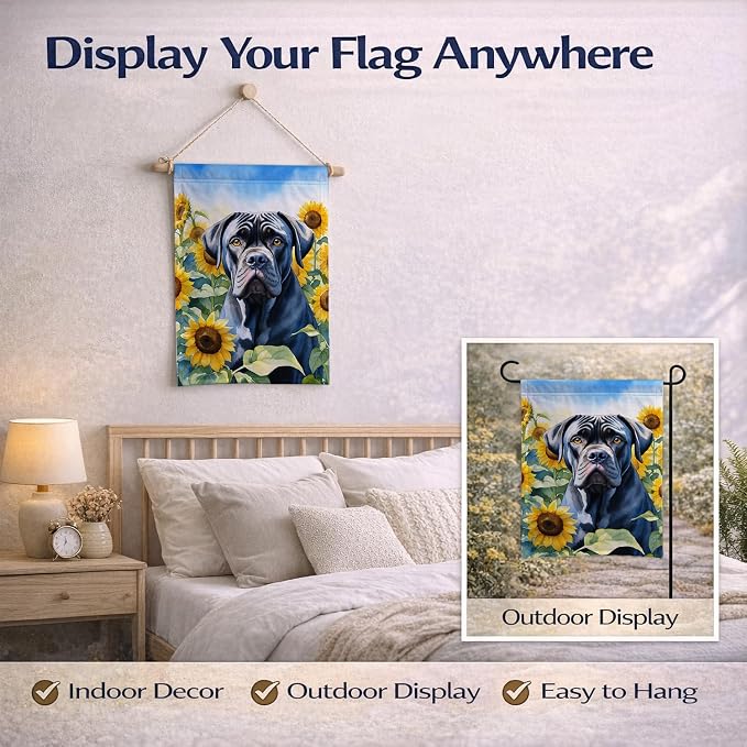 Caroline's Treasures DAC6045GF Cane Corso in Sunflowers Garden Flag Mailbox Flag Decorative Yard Flag Banner Outside Patio Artwork Yard Flower Beds, Garden Size, Multicolor
