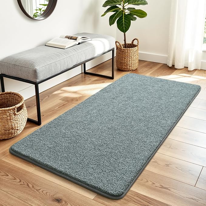 Keeko 2x4 Area Rugs for Living Room,Soft Washable Memory Foam Bedroom Rug | Indoor Throw Rug Low Pile Minimalist Non Slip Carpet for Kids Nursery Classroom Dorm Room Home Decor Grey-green and White