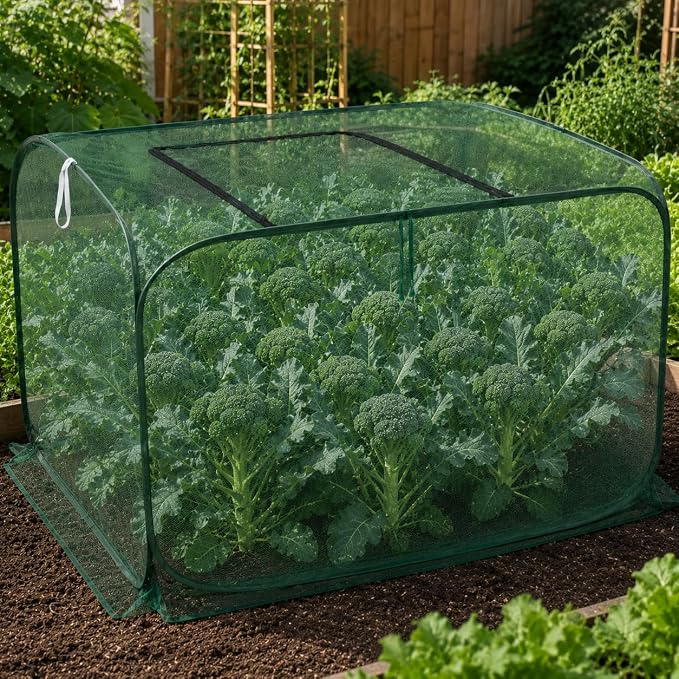 Collapsible Pop-Up Mesh Garden Cover（35''x35''x31''for Square Raised Beds-30% Sunblock，Protective Netting Cage for Vegetables, Fruits & Flowers, Keep Birds and Small Animals Out