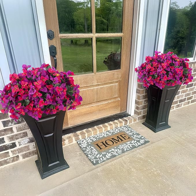 INXUGAO Artificial Flowers Faux Plants for Outdoors Spring Summer Decor, 6 Bundles Fake Bougainvillea Silk Flowers UV Resistant Realistic for Outside Planter Porch Patio Garden Home (Purple Fuchsia)