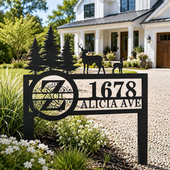 Personalized Yard Signs with Stakes, Address Yard Signs with Stakes, Address Signs for Yard, Address Numbers for House, Custom Metal House Sign, House Number Sign
