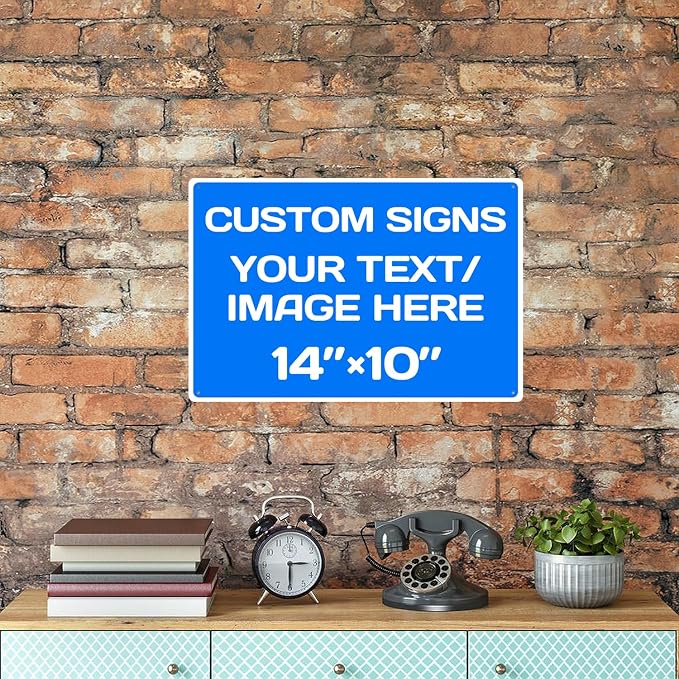 Personalized signs,Aluminum Weatherproof Metal Sign Multiple Sizes Custom Personalized Text And picture Here,hazard sign,garden sign,custom door sign,Customised business signs Blue 14×10