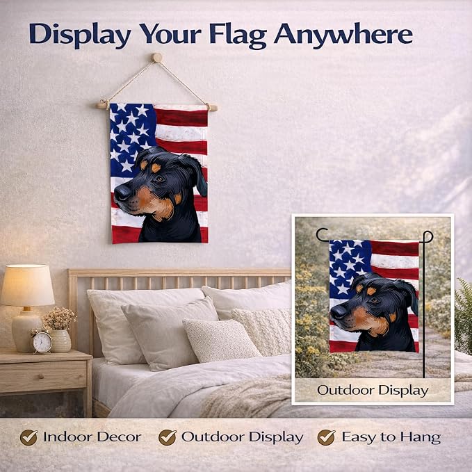 Caroline's Treasures CK6549GF Greek Harehound Dog American Flag Garden Flag Mailbox Flag Decorative Yard Flag Banner Outside Patio Artwork Yard Flower Beds, Garden Size, Multicolor