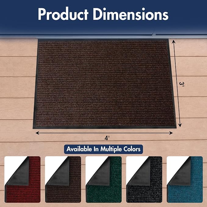 Notrax 109 Industrial Door Mat, 3' x 4' Entrance Mat, Heavy Duty Commercial Rugs for Entryway, Welcome Lobbies, Garage, and Mudroom, Made in the USA, Brown, Brush Step 109S0034BR