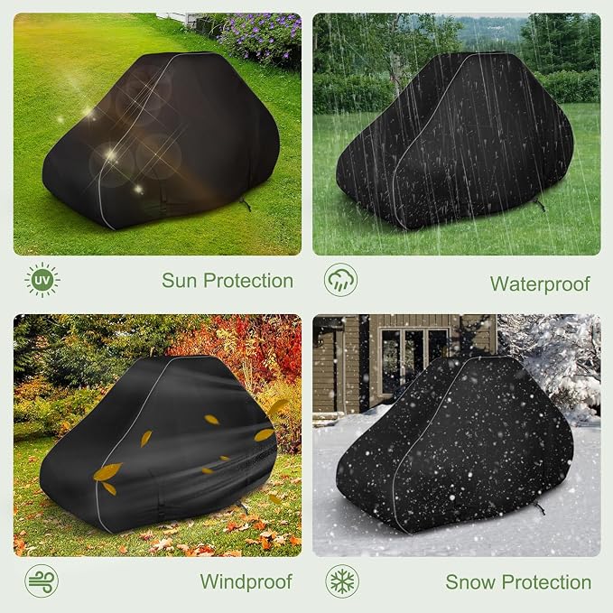 Lawn Mower Cover, 600D Waterproof Zero Turn Mower Cover, Outdoor Universal Zero Lawnmower Cover with Reflective Strip (79×46×55 Inch/Black)