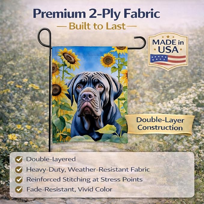 Caroline's Treasures DAC6122GF Neapolitan Mastiff in Sunflowers Garden Flag Mailbox Flag Decorative Yard Flag Banner Outside Patio Artwork Yard Flower Beds, Garden Size, Multicolor