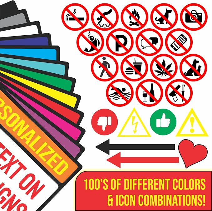 Custom Metal Sign for Outdoor and Indoor made from weatherproof non rusting aluminum. Full Color, UV Ink lasts years. Customized No Trespassing Signs, Personalized Delivery Signs for home or office. 8" x 8" - by ATX CUSTOM SIGNS