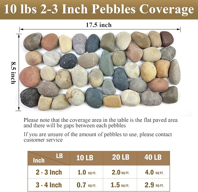 FANTIAN 5 lbs Natural Aquarium Rocks, 2-3 Inch Large Pebbles.Decorative River Rocks for Plants, Fish Tank, Garden, Paving, Fountain, Walkways and Outdoor Landscaping