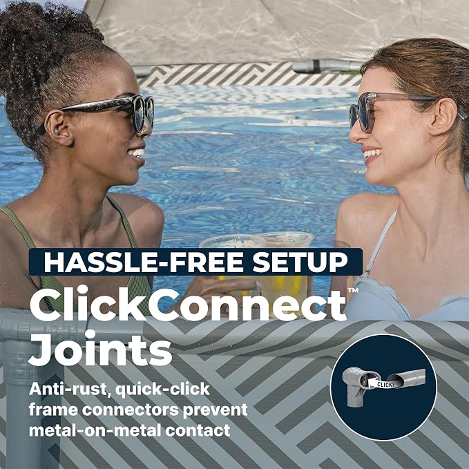 Bestway Steel Pro MAX 13' x 42" Above Ground Swimming Pool Set with Pump | Durable Round Metal Frame Outdoor Backyard Pool, Puncture-Resistant Liner - Canopy, Ladder, and Cover Included, Taupe