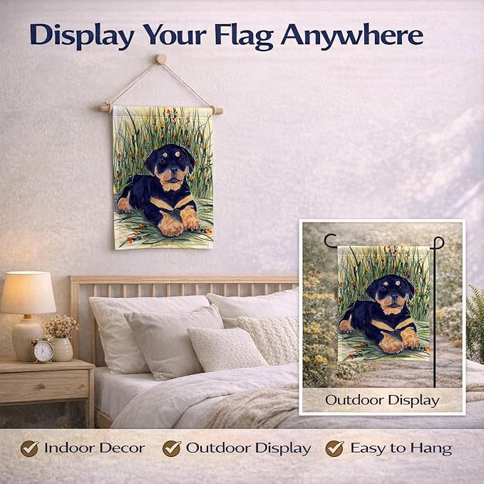 Caroline's Treasures SS8107GF Rottweiler Garden Flag Mailbox Flag Decorative Yard Flag Banner Outside Patio Artwork Yard Flower Beds, Garden Size, Multicolor