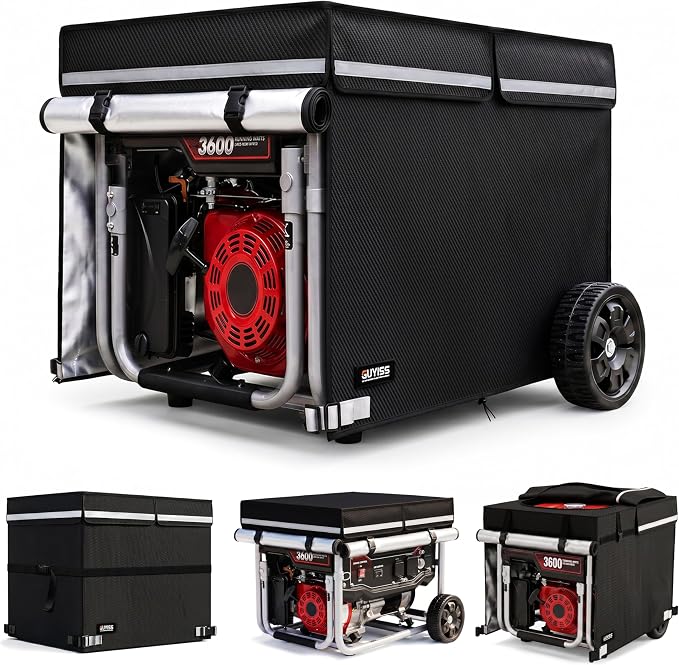 Generator Covers While Running, 32x24x24 Inch Generator Cover, 900D+210D Heavy Duty Waterproof, Top Can Be Opened for Refueling. All-weather Generator Protective Cover.Black