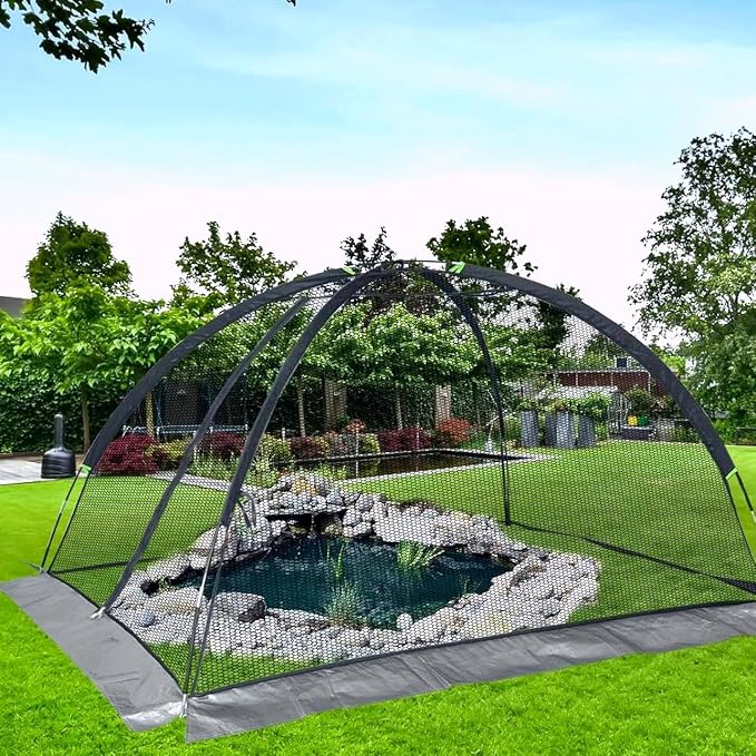 PGL Pond Cover Dome - 13X17FT Heavy Duty Protective Netting Tent Bird Barrier - Outdoor Backyard Fish Koi Ponds Garden Leaves Vegetable Plant Care Use