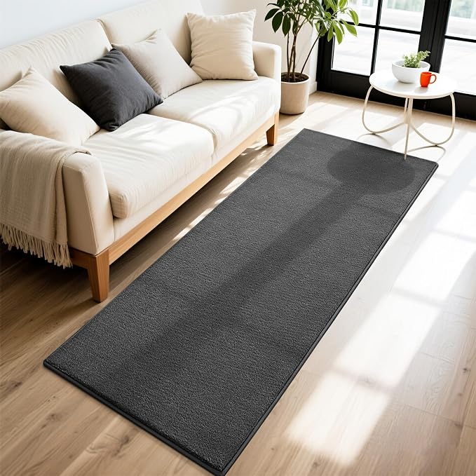 Vasofe Grey Hallway Runner Rug, 2x6 Runner Rugs Non Slip, Bedroom Carpet | Indoor Thickened Memory Foam Bedside Rugs for Bedroom Dorm Boys Room, Washable Low Pile Carpets for Entrance Hall