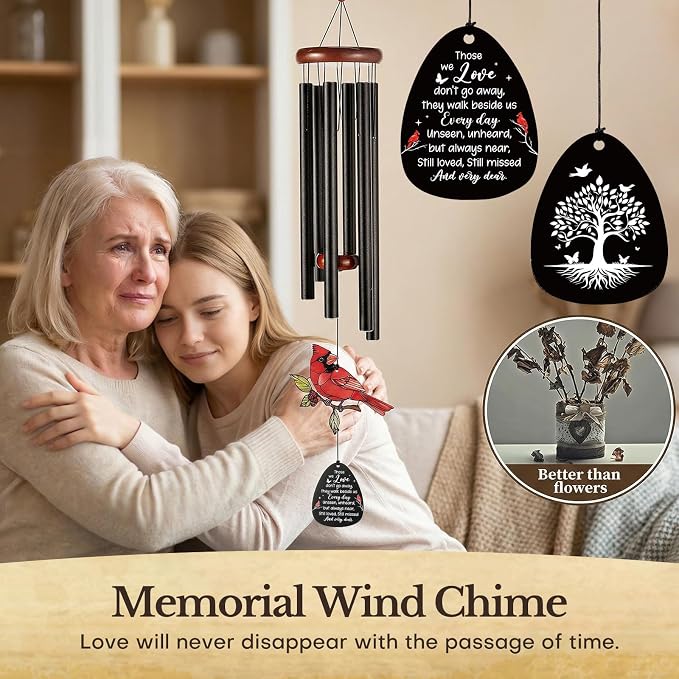 36’’ Large Memorial Wind Chimes for Loss of Loved One, Sympathy Gifts for Loss of Mom Father Husband - Remembrance Gifts, Memorial Wind Chimes with Mute Option for Outside