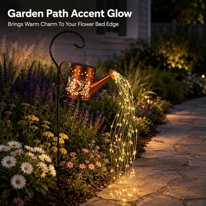 Solar Watering Can Light, Solar Powered Hanging Lantern Landscape Lights, Decorative Garden for Yard Waterproof Garden Decor, Gifts for Mom, Grandma（Hummingbird）