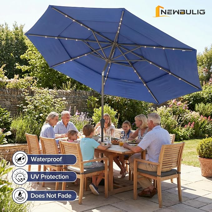 NEWBULIG 10FT Patio Umbrella, Offset Cantilever Outdoor Patio Table Umbrella, UV Protection, Fade Resistant Fabric, Easy Tilt Adjustment for Pool, Deck, Garden, Backyard, Red