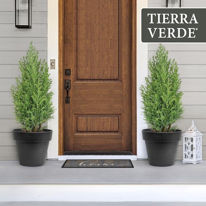Tierra Verde 2-Pack Indoor & Outdoor Self-Watering Round Planter Pots, Baritone, 18" x 16", Black - Decorative Planting Containers for Plants and Flowers - Gardening and Flowering Accessories